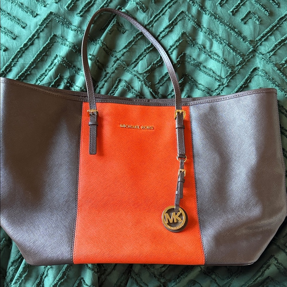 Michael Kors Two-Tone Orange and Brown Handbag